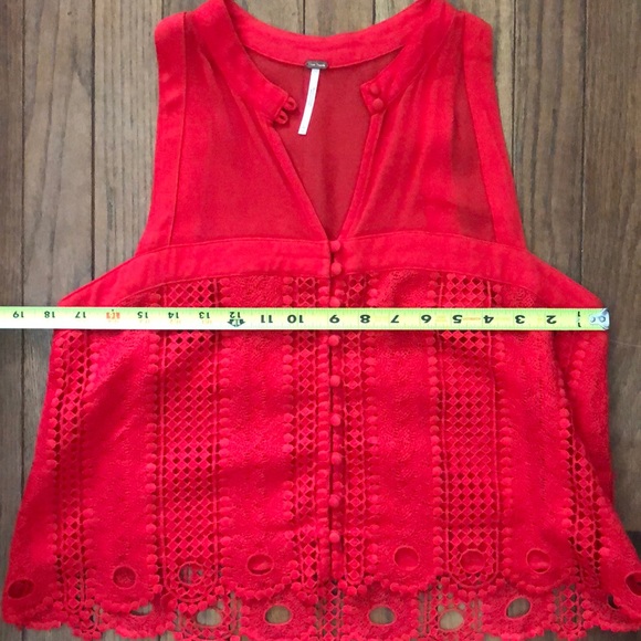 Free People Rory Lace Top Red | NWOT - Picture 6 of 10